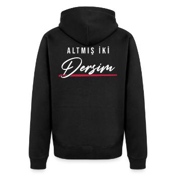 Dersim 62 Türkei Turkiye Geschenk Urlaub TR Türk - Unisex Premium Bio Zip Hoodie - Schwarz - Hinten - Nico (187cm)
