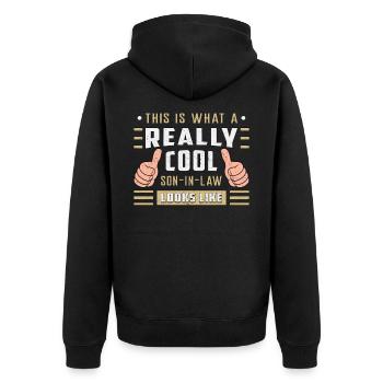 Schwiegersohn Bester Sohn Familie Geschenkidee - Unisex Premium Bio Zip Hoodie - Schwarz - Hinten - Nico (187cm)