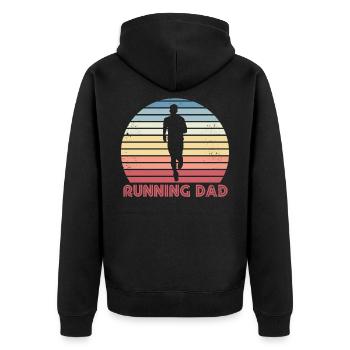 Running Dad Vintage Retro Sunset Gift - Unisex Premium Organic Zip Hoodie - black - Back - Nico (187cm)