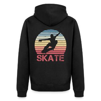 Skateboarding Retro Skater Boys Geschenk - Unisex Premium Bio Zip Hoodie - Schwarz - Hinten - Nico (187cm)