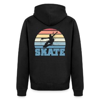 Skateboarding Fan Skate Skater Kids Gift - Unisex Premium Organic Zip Hoodie - black - Back - Nico (187cm)