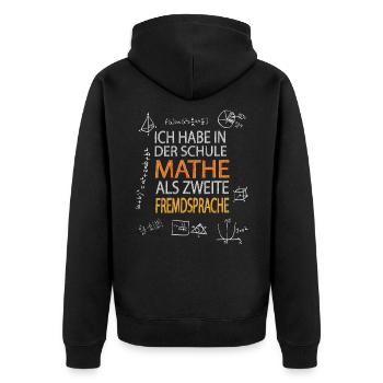 Mathe als zweite Fremdsprache in der Schule - Unisex Premium Bio Zip Hoodie - Schwarz - Hinten - Nico (187cm)