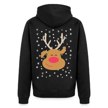 Weihnachten Rudolf Christmas Rudolph red nose xmas - Unisex Premium Bio Zip Hoodie - Schwarz - Hinten - Nico (187cm)