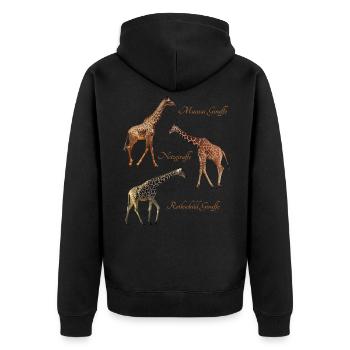 3 giraffes - species / Kenya / Africa / wild animals - Unisex Premium Organic Zip Hoodie - black - Back - Nico (187cm)