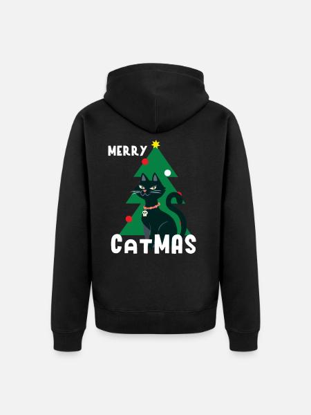 Chats Noël Xmas Miau Idée cadeau - Veste à capuche bio Premium Unisexe - noir
