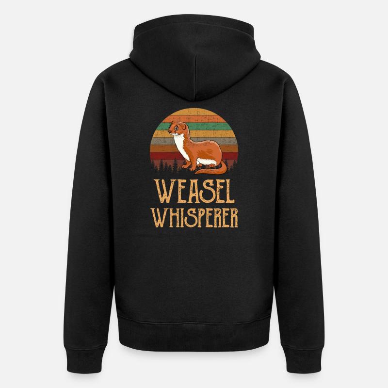 Wieselflüsterer, Wiesel - Unisex Premium Bio Zip Hoodie - Schwarz
