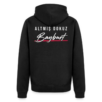Bayburt 69 Türkei Turkiye Geschenk Urlaub Türk TR - Unisex Premium Bio Zip Hoodie - Schwarz - Hinten - Nico (187cm)