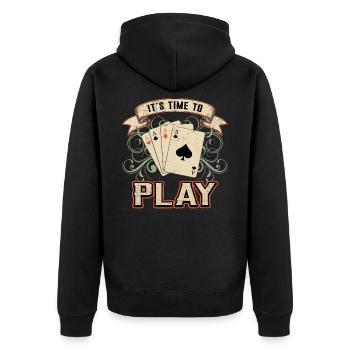 Kartenspiel Poker Herz Karte Pik Ass Geschenkidee - Unisex Premium Bio Zip Hoodie - Schwarz - Hinten - Nico (187cm)