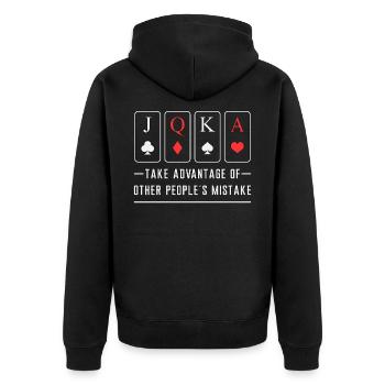 Poker Ass Kartenspiel Karte Herz Pik Geschenkidee - Unisex Premium Bio Zip Hoodie - Schwarz - Hinten - Nico (187cm)