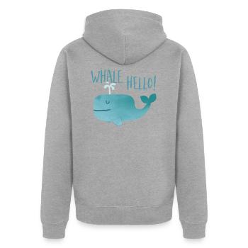 Whale Hello - Whale - Unisex Premium Organic Zip Hoodie - heather grey - Back - Nico (187cm)