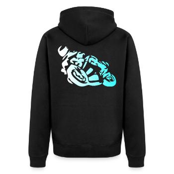 Motorrad Bike Silhouette Design modern - Unisex Premium Bio Zip Hoodie - Schwarz - Hinten - Nico (187cm)