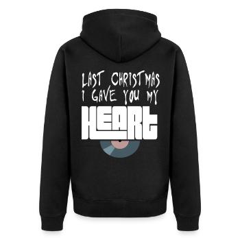 Last Christmas Wham geschenk - Unisex Premium Bio Zip Hoodie - Schwarz - Hinten - Nico (187cm)