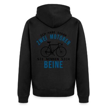 Fahrrad - lustiger Spruch - Rennrad - Beine - Unisex Premium Bio Zip Hoodie - Schwarz - Hinten - Nico (187cm)