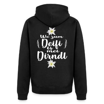 Bayern Dirndl Lustig festzelt Geschenkide - Unisex Premium Bio Zip Hoodie - Schwarz - Hinten - Nico (187cm)