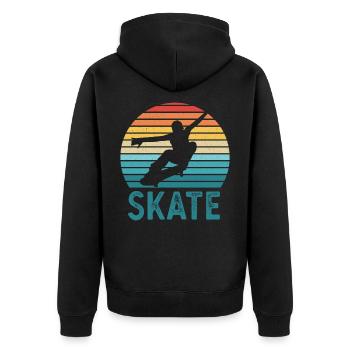 Skate Sunset Skateboarding Retro Boys - Unisex Premium Bio Zip Hoodie - Schwarz - Hinten - Nico (187cm)