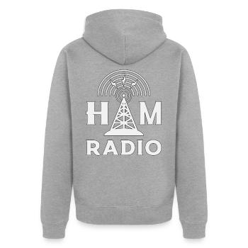 Radio HAM Operator Amateurfunk Antenne Geschenk - Unisex Premium Bio Zip Hoodie - Grau meliert - Hinten - Nico (187cm)