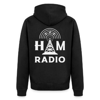 Radio HAM Operator Amateurfunk Antenne Geschenk - Unisex Premium Bio Zip Hoodie - Schwarz - Hinten - Nico (187cm)