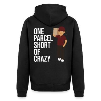 postal worker One Parcel Short Of Crazy For Postal - Unisex Premium Organic Zip Hoodie - black - Back - Nico (187cm)