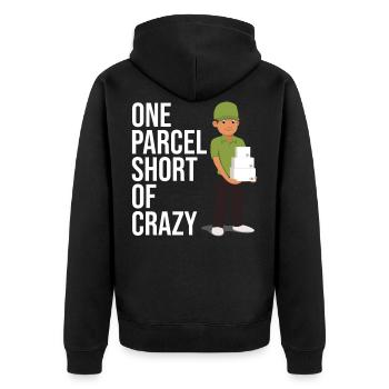 postal worker One Parcel Short Of Crazy For Postal - Unisex Premium Organic Zip Hoodie - black - Back - Nico (187cm)