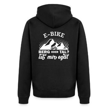 Radfahrer E-Bike lustiger Spruch - Unisex Premium Bio Zip Hoodie - Schwarz - Hinten - Nico (187cm)
