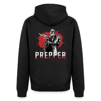 Prepper Survival Apocalypse Survival Gift Idea - Unisex Premium Organic Zip Hoodie - black - Back - Nico (187cm)