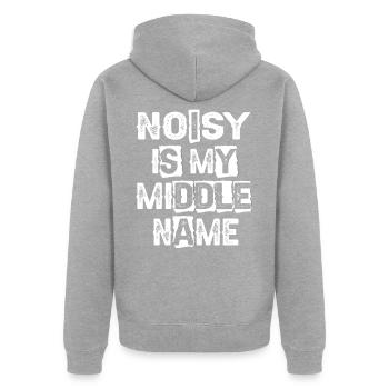 Noisy est mon deuxième prénom - Veste à capuche bio Premium Unisexe - gris chiné - Dos - Nico (187cm)