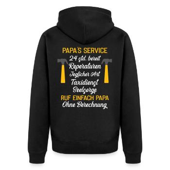 Papas Service Vatertag - Unisex Premium Bio Zip Hoodie - Schwarz - Hinten - Nico (187cm)