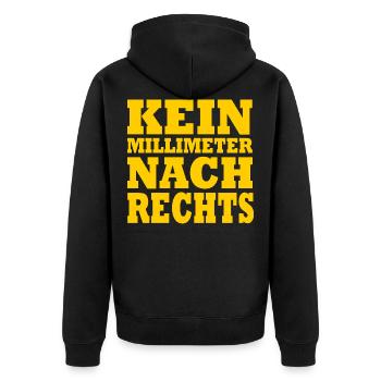 kein millimeter nach rechts - Unisex Premium Bio Zip Hoodie - Schwarz - Hinten - Nico (187cm)