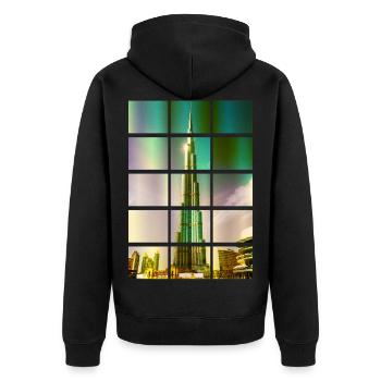 Dubai Burj Khalifa Vereinigte Arabische Emirate - Unisex Premium Bio Zip Hoodie - Schwarz - Hinten - Nico (187cm)