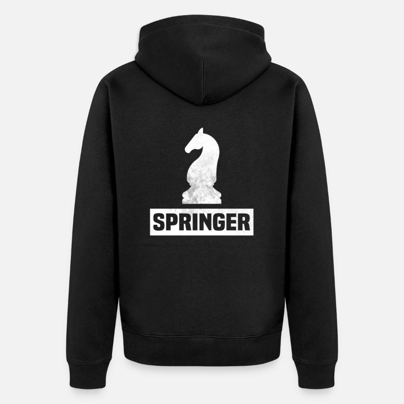 Springer Schachfigur - Unisex Premium Bio Zip Hoodie - Schwarz