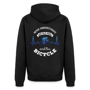 Alter Mann und sein Fahrrad Radfahren Geschenk Papa - Unisex Premium Bio Zip Hoodie - Schwarz - Hinten - Nico (187cm)