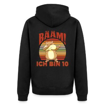 Kinder Hamster Dabbing 10. Geburtstag 10 Jahre - Unisex Premium Bio Zip Hoodie - Schwarz - Hinten - Nico (187cm)