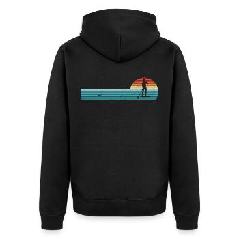 Paddleboarding Retro Sunset Paddleboard - Unisex Premium Bio Zip Hoodie - Schwarz - Hinten - Nico (187cm)