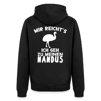 Nandu Besitzer Farm Reiten Laufvogel Geschenk - Unisex Premium Bio Zip Hoodie - Schwarz - Hinten - Nico (187cm)
