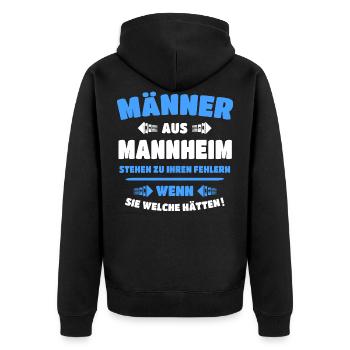 Mannheim men Mannheimer sayings man - Unisex Premium Organic Zip Hoodie - black - Back - Nico (187cm)