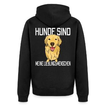 Hunde Lieblingsmenschen Geschenkidee - Unisex Premium Bio Zip Hoodie - Schwarz - Hinten - Nico (187cm)