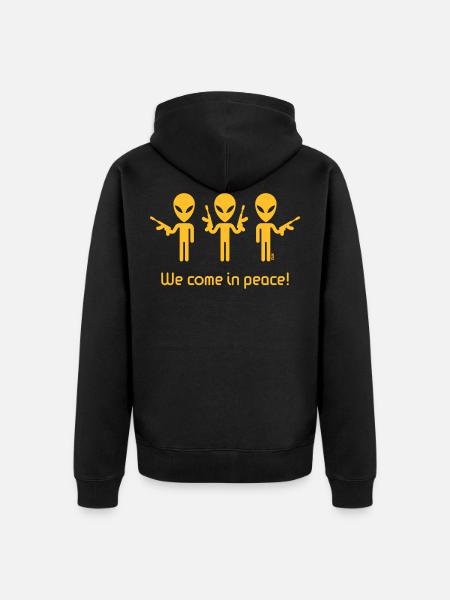 Veniamo in pace! (Fantascienza / Alieni spaziali) - Felpa con cappuccio ecologica premium unisex - nero
