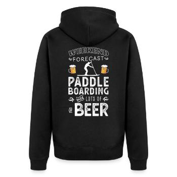 Prévisions du week-end Paddleboard et bière - Veste à capuche bio Premium Unisexe - noir - Dos - Nico (187cm)