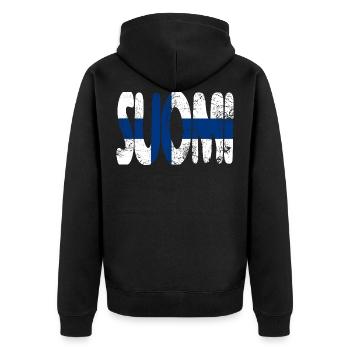 Suomi Finlande Drapeau Finlandais Scandinavie Voyage - Veste à capuche bio Premium Unisexe - noir - Dos - Nico (187cm)