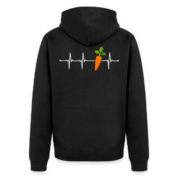 Möhre Karotte Herzschlag - Unisex Premium Bio Zip Hoodie - Schwarz - Hinten - Nico (187cm)