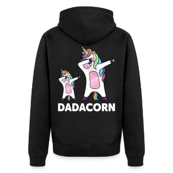 Einhorn Daddy Märchen Geschenk - Unisex Premium Bio Zip Hoodie - Schwarz - Hinten - Nico (187cm)