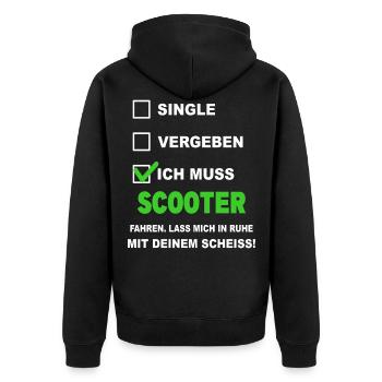 Scooter Stunt Scooter Tretroller Roller E-Scooter - Unisex Premium Bio Zip Hoodie - Schwarz - Hinten - Nico (187cm)