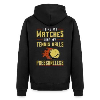 Tenni player tennis racket game sports gift - Unisex Premium Organic Zip Hoodie - black - Back - Nico (187cm)