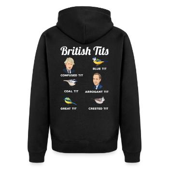 Britische Titten lustige Vogel beobachten Geschenk - Unisex Premium Bio Zip Hoodie - Schwarz - Hinten - Nico (187cm)