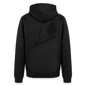 Vogel Drossel Rabe Falke Amsel Spatz Bussard - Unisex Premium Bio Zip Hoodie - Schwarz - Hinten - Nico (187cm)