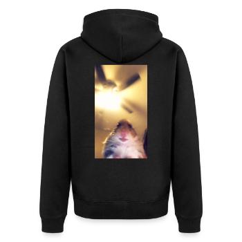 Meme Hamster Staring Front Camera - Unisex Premium Bio Zip Hoodie - Schwarz - Hinten - Nico (187cm)