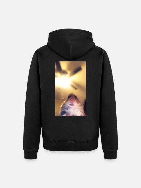 Meme Hamster Staring Front Camera - Unisex Premium Organic Zip Hoodie - black