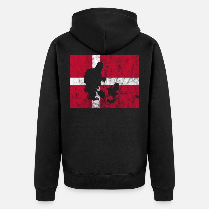 Danemark Drapeau danois Dannebrog Silhouette - Veste à capuche bio Premium Unisexe - noir