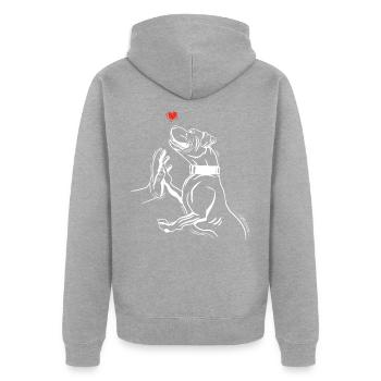 Pitbull dessiné à la main - Veste à capuche bio Premium Unisexe - gris chiné - Dos - Nico (187cm)