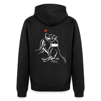 Pitbull dessiné à la main - Veste à capuche bio Premium Unisexe - noir - Dos - Nico (187cm)